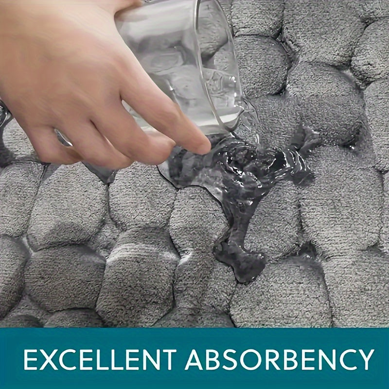 Alfombra de baño absorbente antideslizante con pelo bajo y forma oblonga