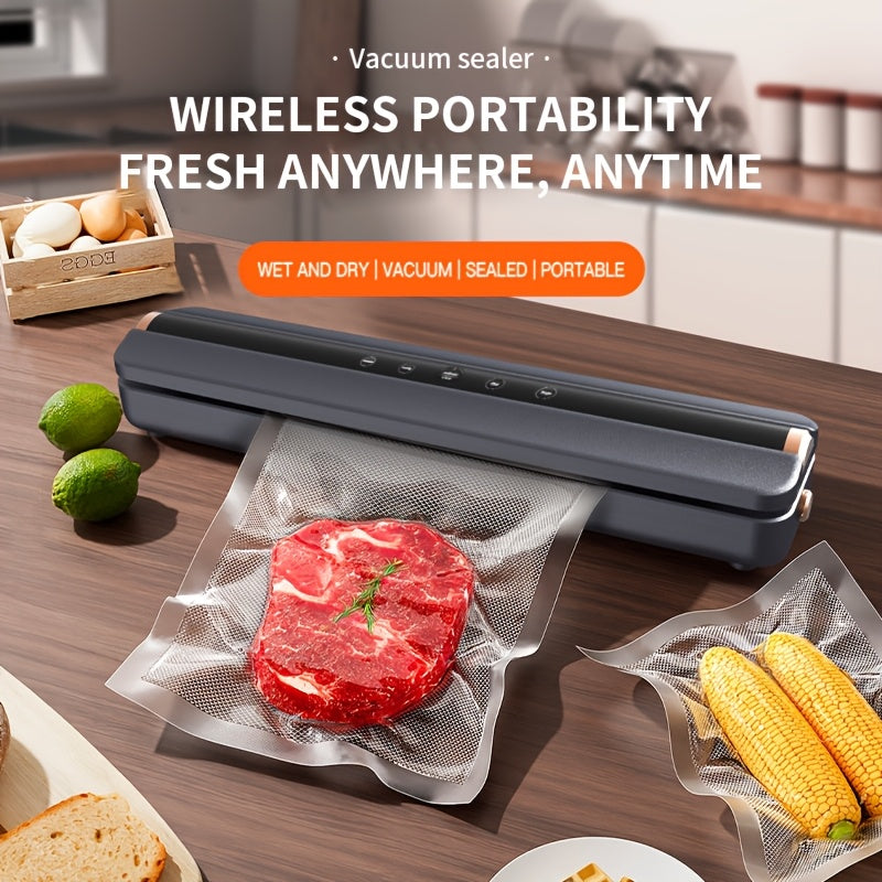 Portable USB rechargeable vacuum sealer with strong suction smart control panel 1800mAh battery for kitchen camping