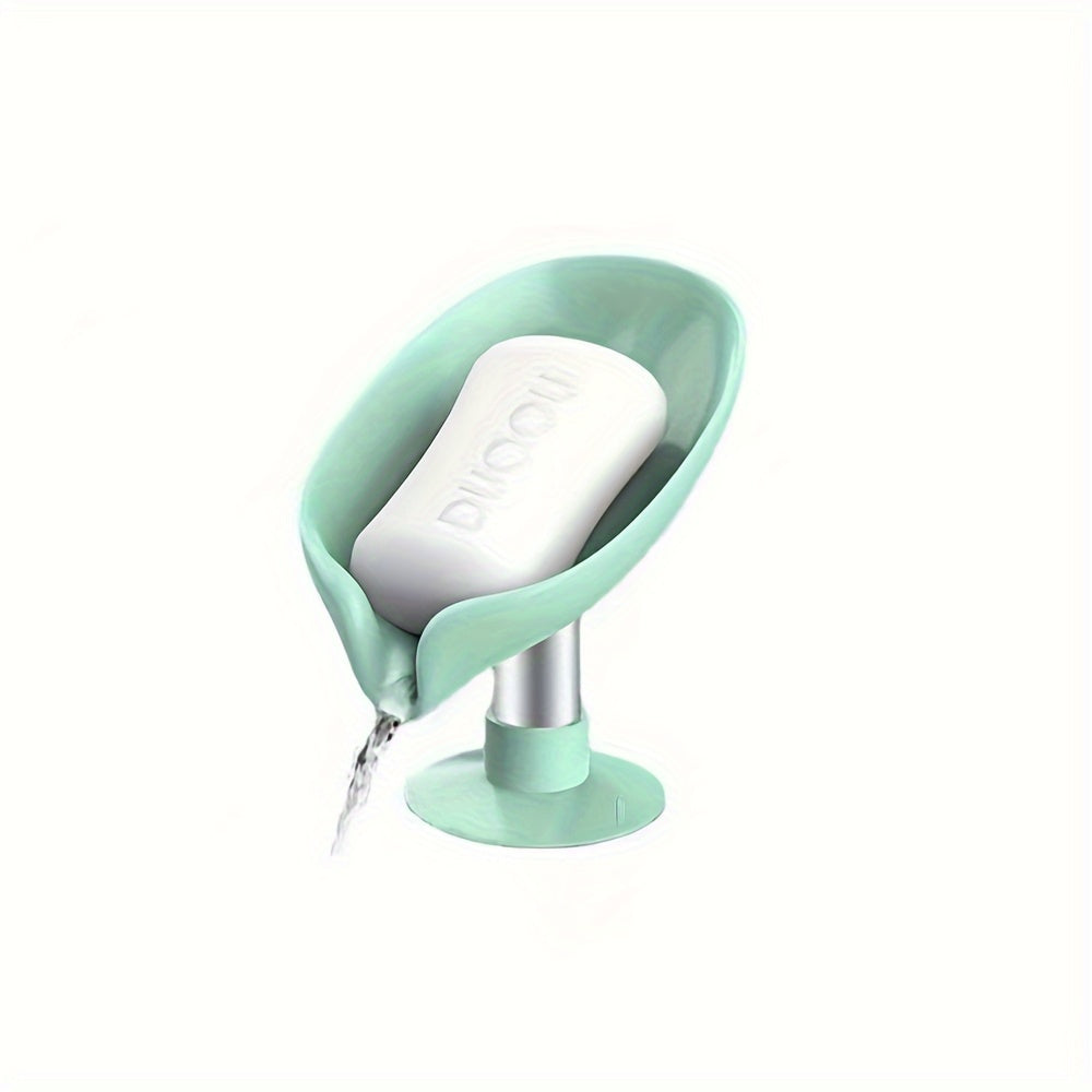 Leaf-Shaped Soap Dish for Shower and Bath, Sponge Tray, Draining Soap Holder