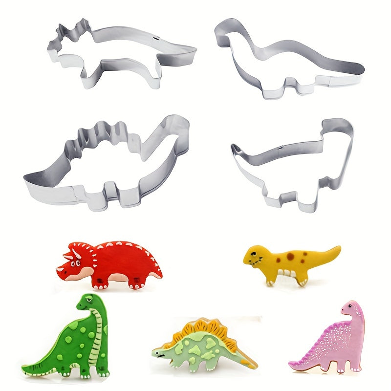 Dinosaur Cookie Cutter Set 4 Pieces for Baking Cakes Biscuits Pastries
