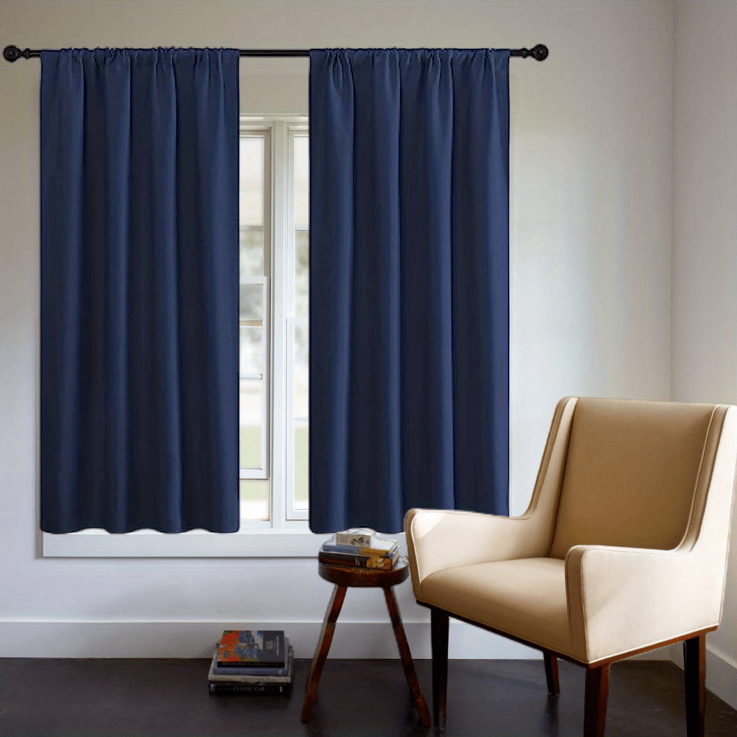 Blackout Curtain Panel Thick Rod Pocket Light Blocking Insulation Bedroom 200g