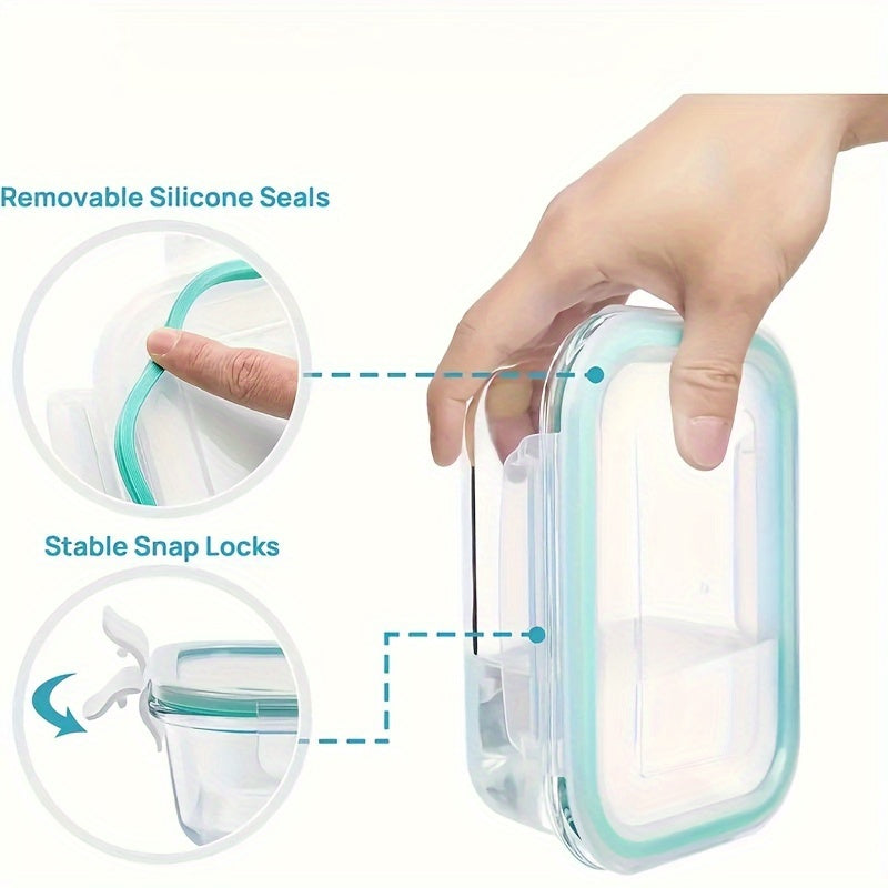 Glass Food Storage Container Set with Lid 12.5oz Microwave Dishwasher Safe Rectangular