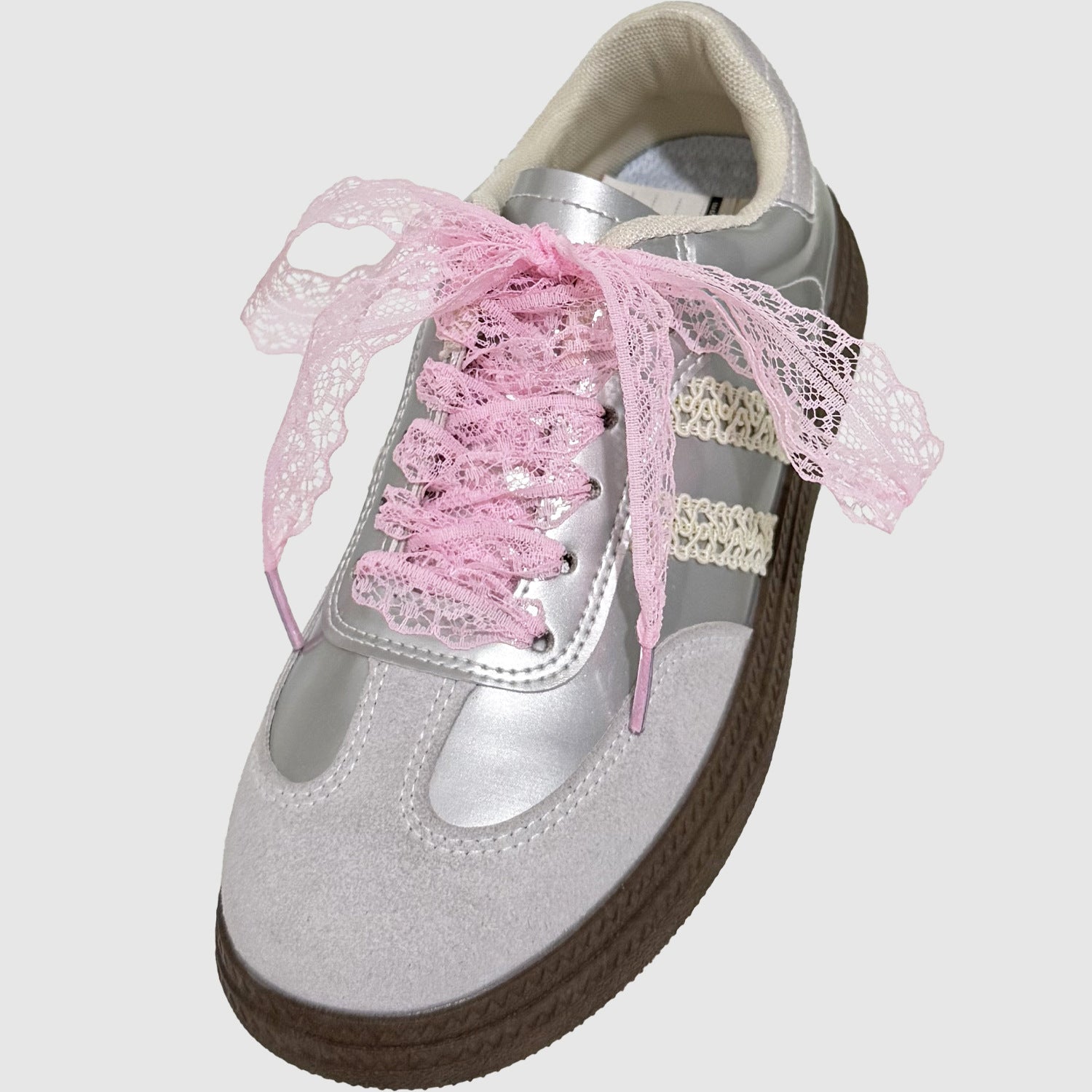 Girls White Silk Bow Shoelaces DIY Accessories 100cm Lace Pair