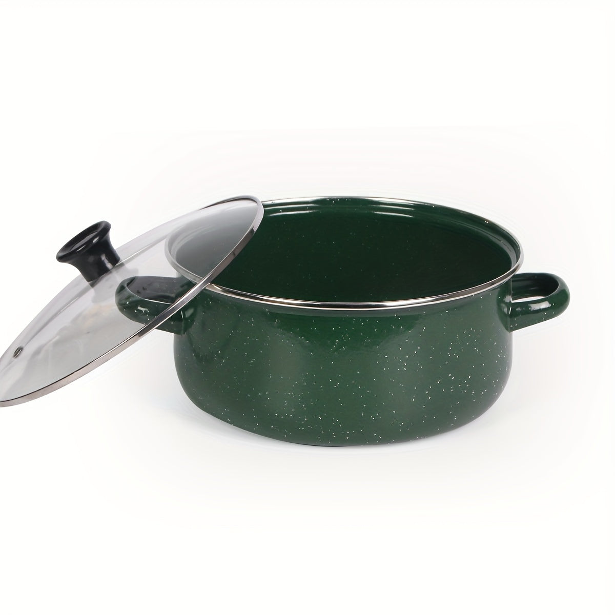 Yashil emal idishlar to'plami: 3 dona bilan, 5 dona olish imkoniyati mavjud. Har qanday pishirish ehtiyojlariga mos keladigan ko'p funksiyali oshxona qozonlari va qozonlar. Gaz, elektr va induksion pechlar bilan mos keladi.