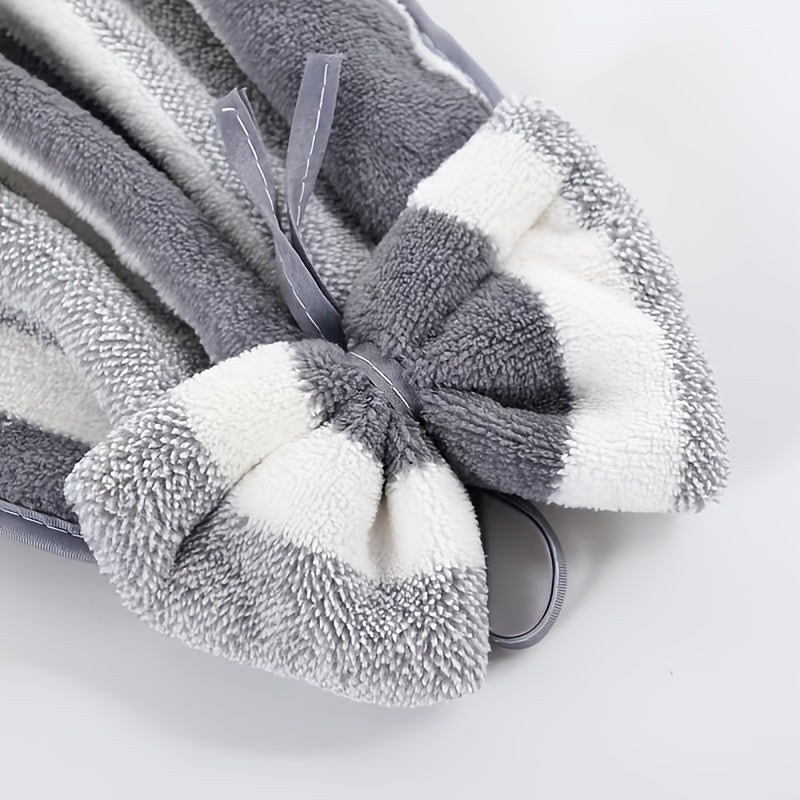 Velvet Towel with Stripes and Bow Design for Bathroom Use 1pc
