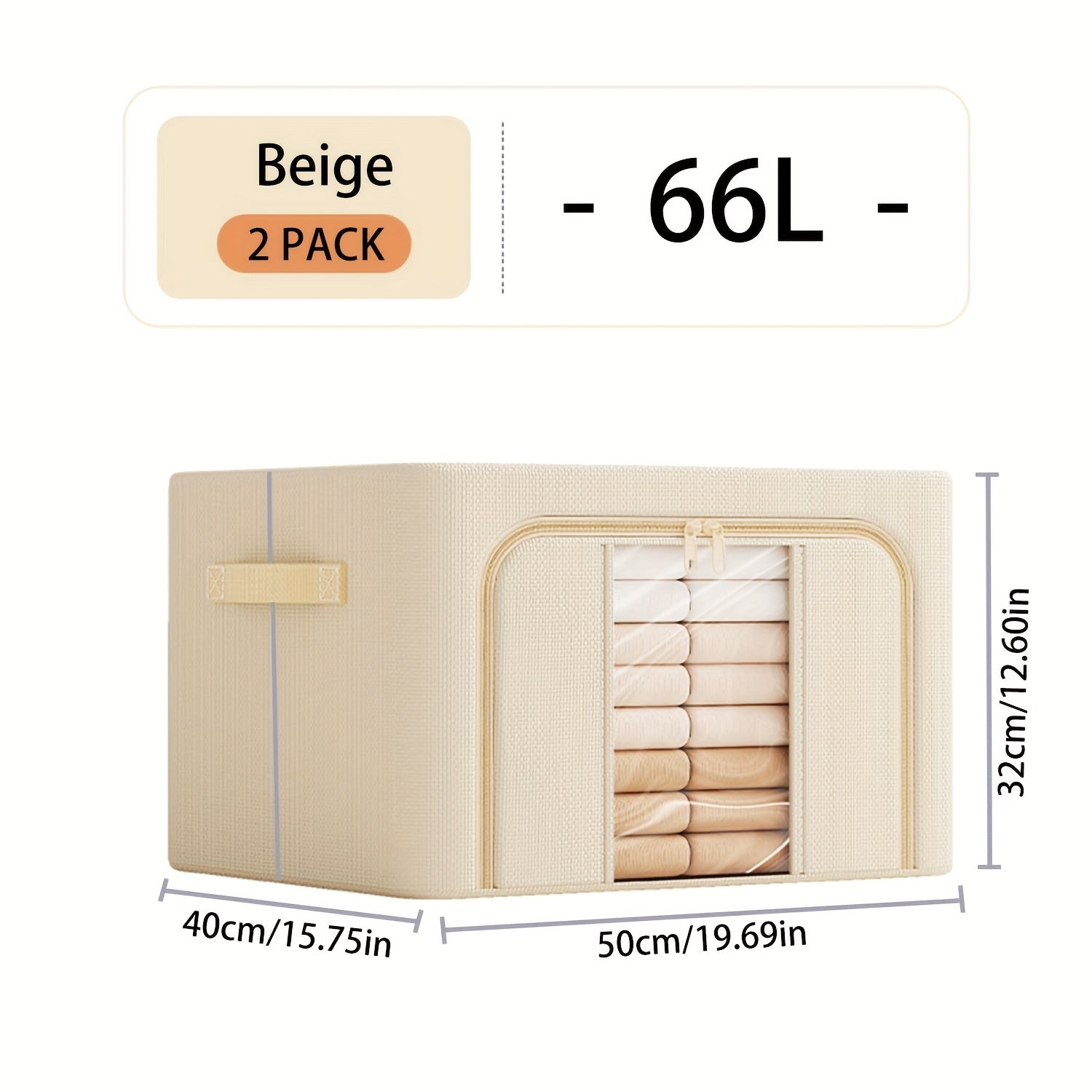 Storage Bins with Metal Frame and Clear Window for Winter and Spring Large Capacity Foldable Stackable Organizer