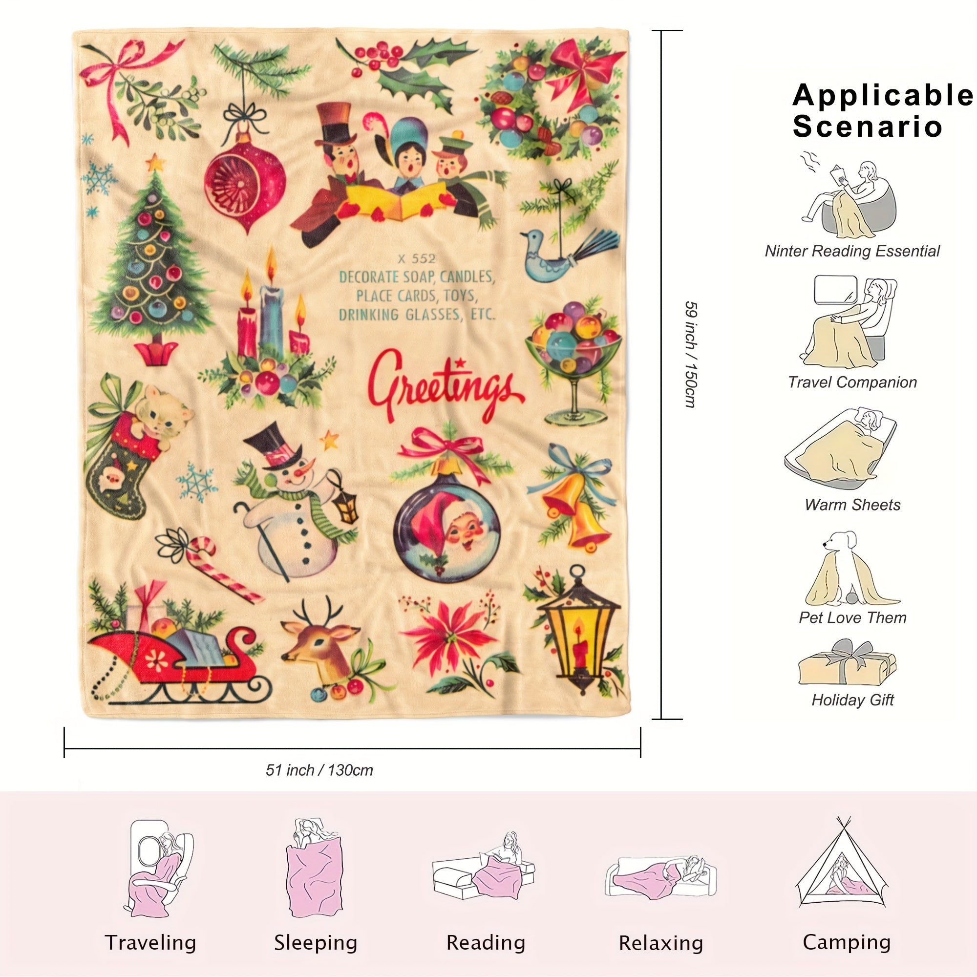 Cozy Flannel Throw Blanket for Couch Bed and Office Decor