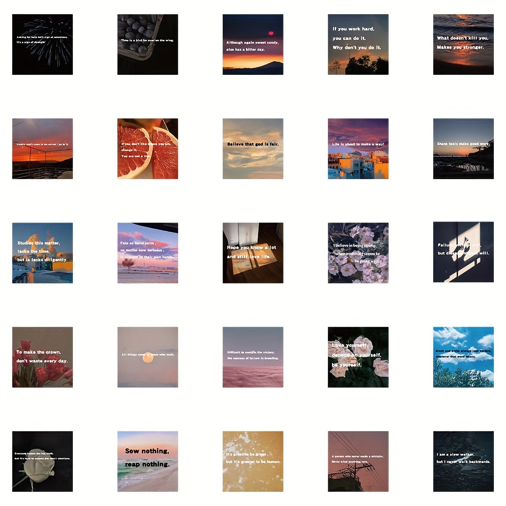 Set of 50 Waterproof PVC Inspirational Quote Stickers for Laptops Phones and Luggage