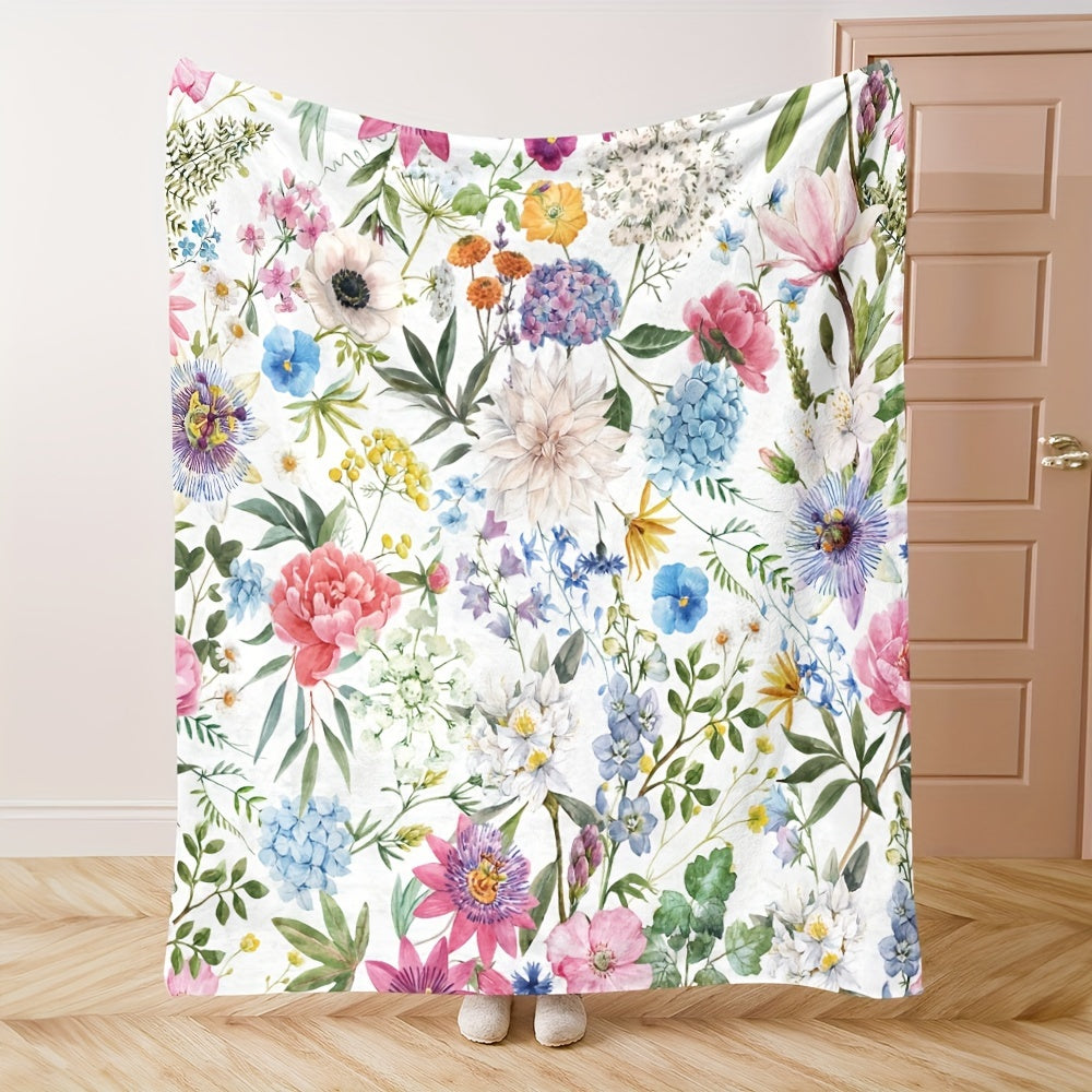 Cozy Flower Print Blanket for Girls and Adults Soft Warm All-Season Bedding