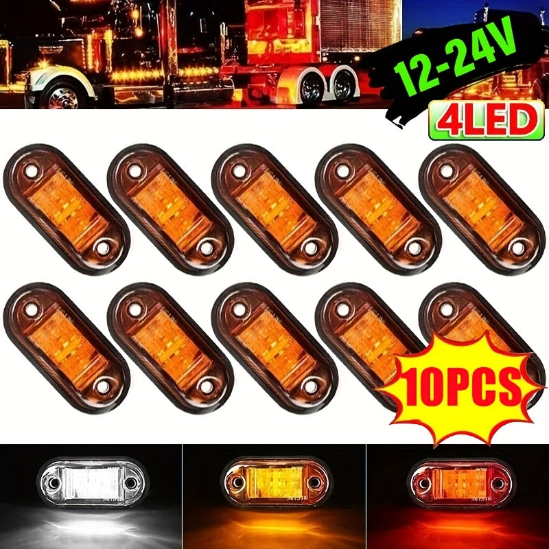 10Pcs 12-24V LED Side Marker Lights Amber Red White for Truck Car RV Van