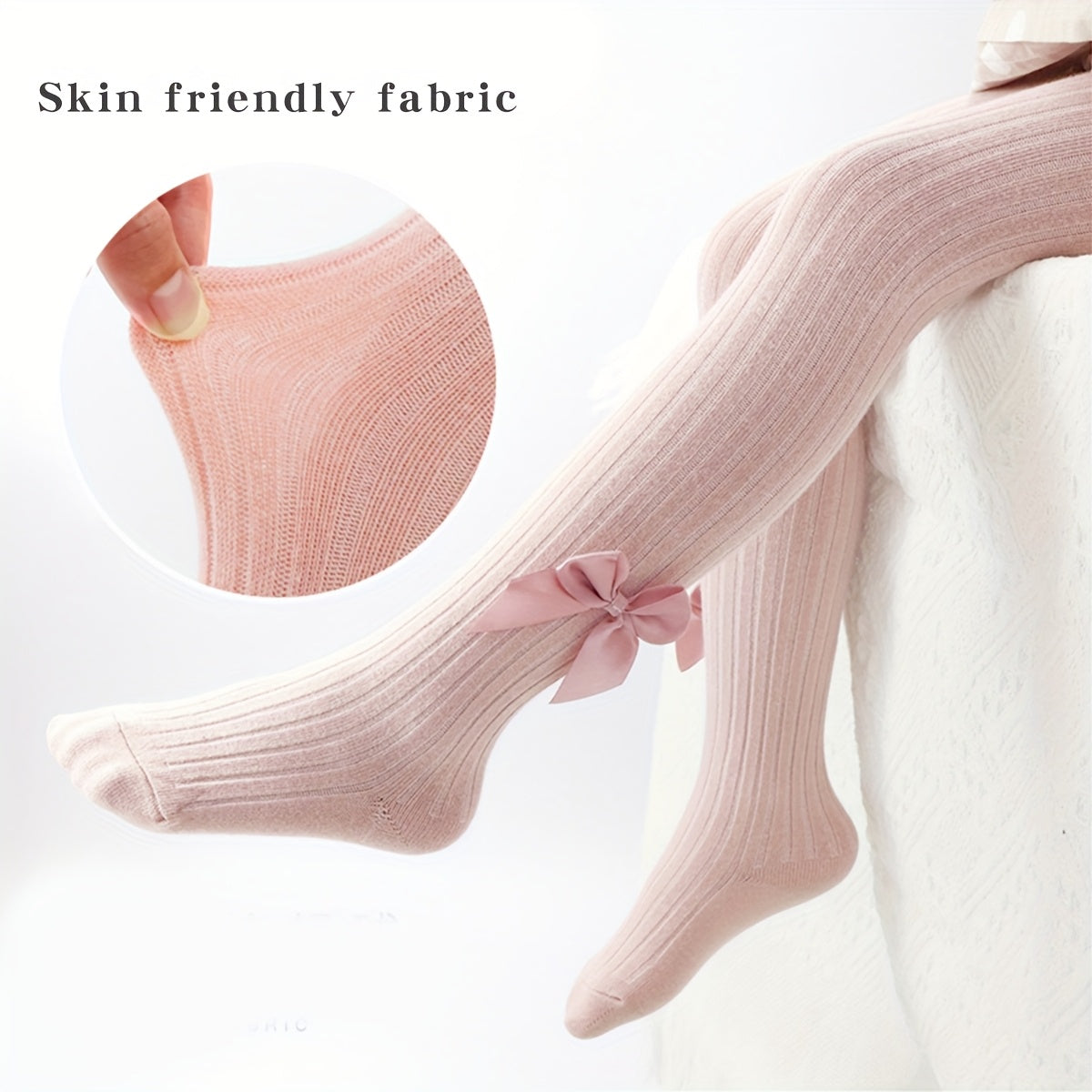 Girls Knitted Pantyhose Soft Breathable Slim Fit All-Season Socks
