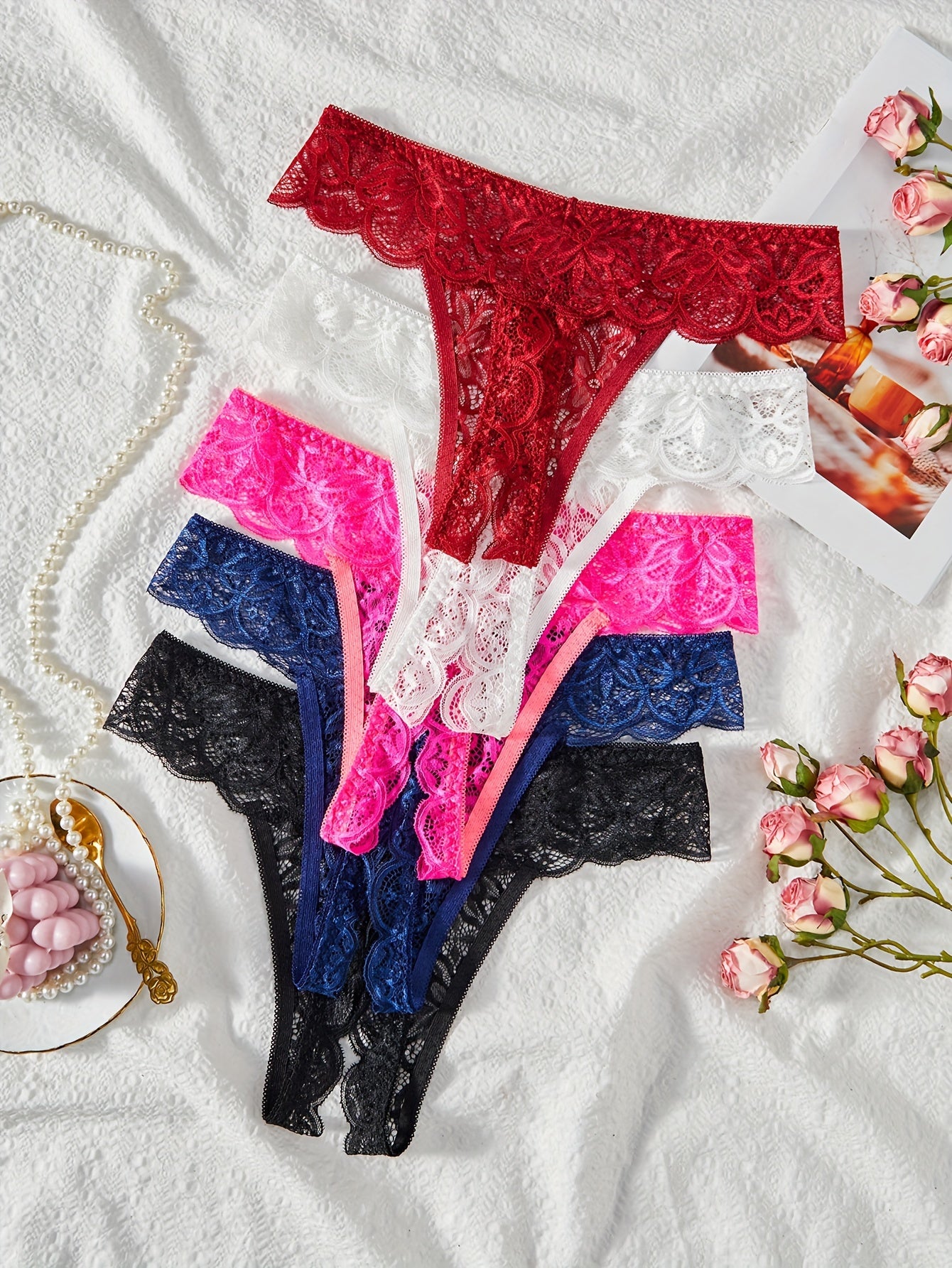 Women’s Lace Open Crotch Thongs Low Waist Lingerie Panties