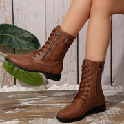 Women's Brown Trendy Short Tube Fashion Boots With Thick Heel