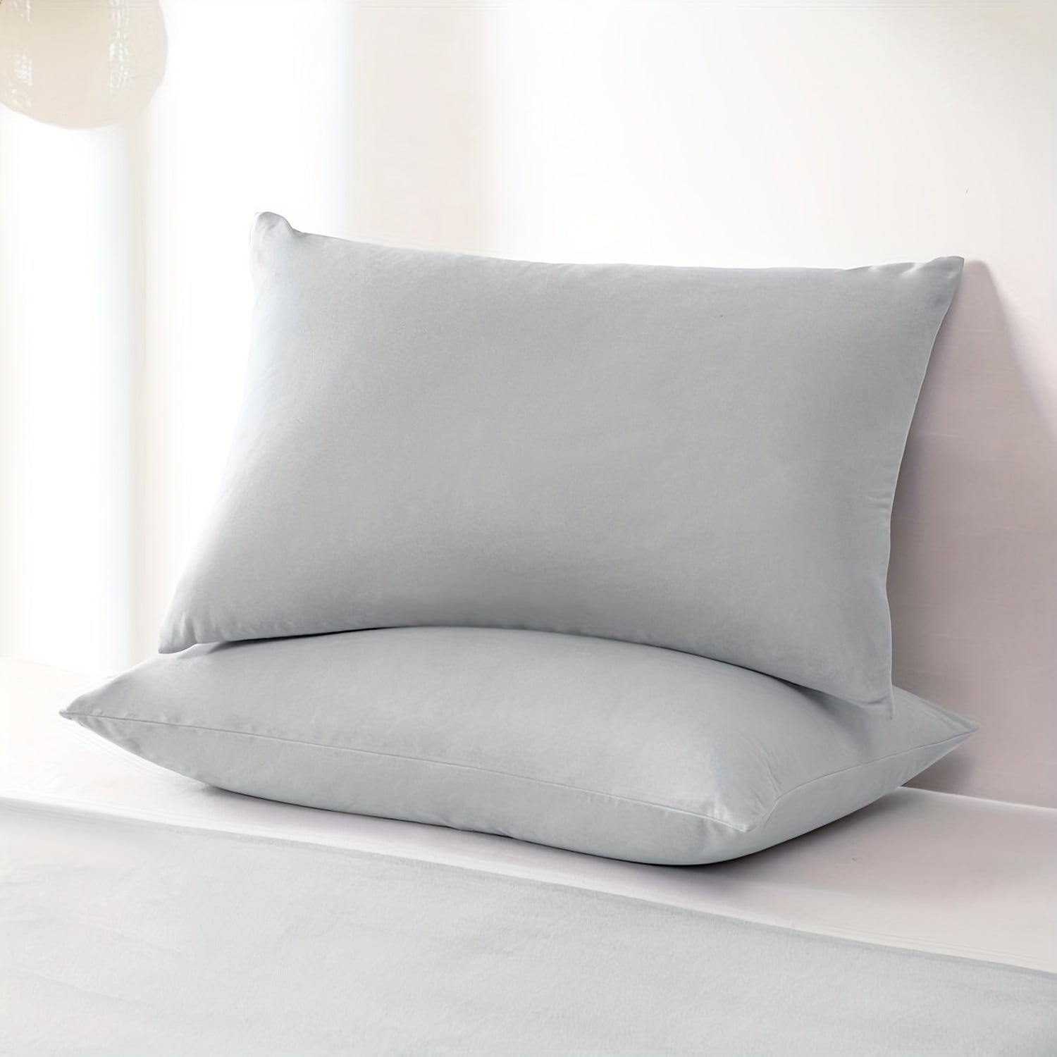 Waterproof Gray Pillowcase with Zipper Closure, Soft Breathable Polyester