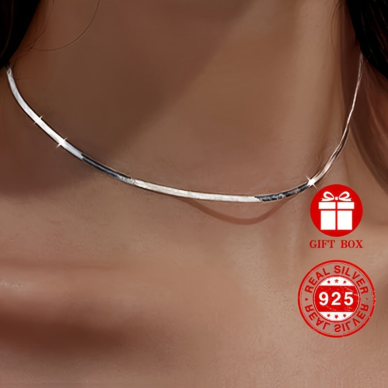 Sterling Silver Snake Chain Necklace for Women Cold Style Blade Design Light Luxury Clavicle Chain