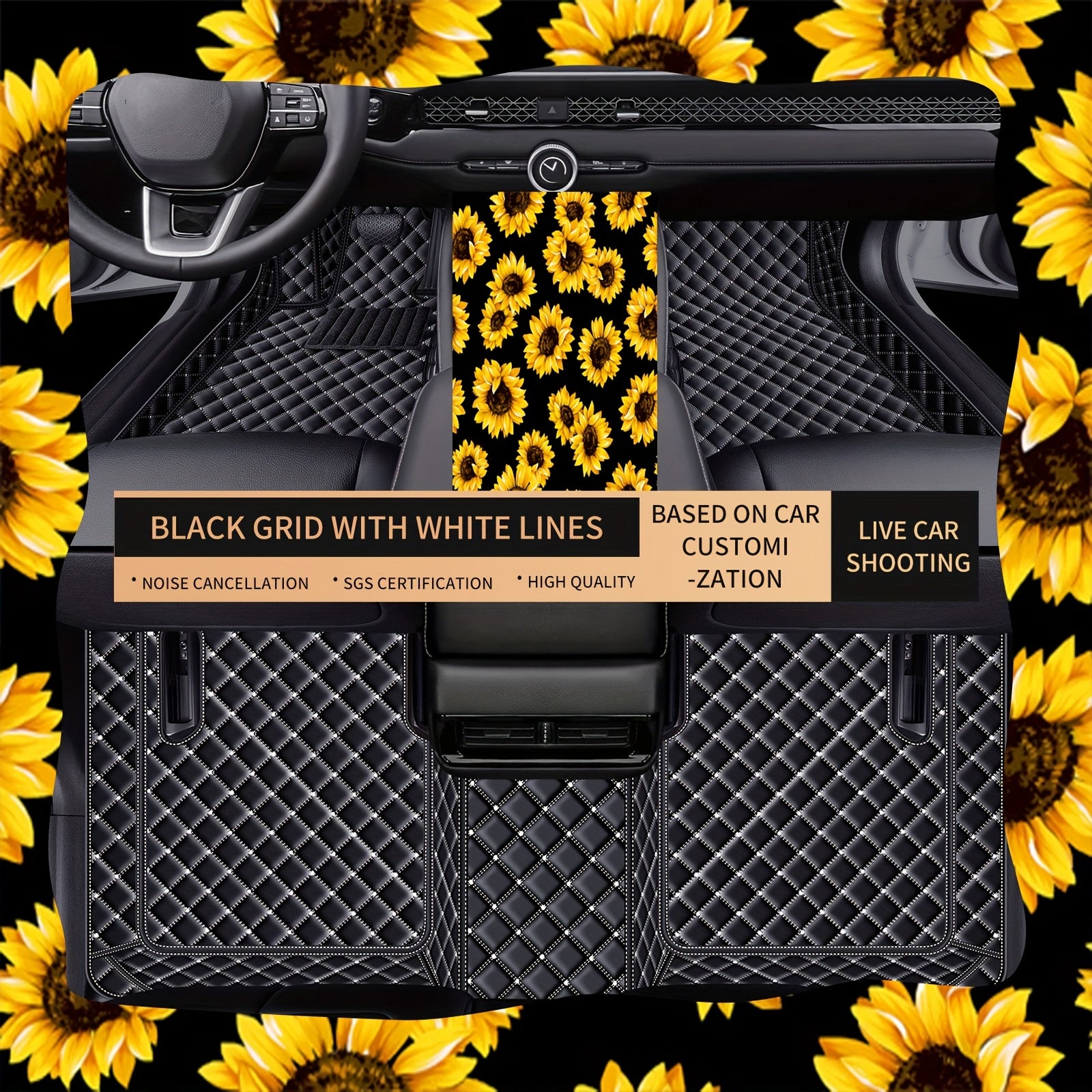 Alfombrillas de suelo de imitación cuero para coche SUV duraderas y fáciles de limpiar patrón a cuadros