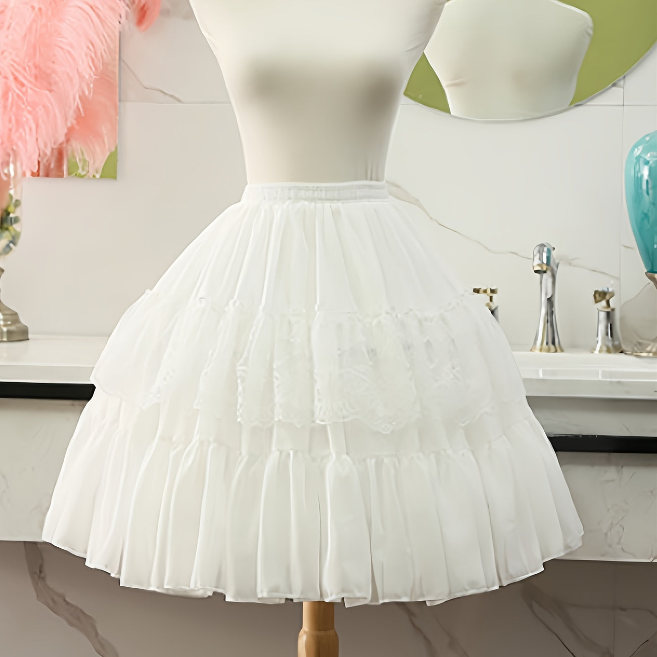 Falda petticoat estilo Lolita con cintura elástica, de poliéster suave, accesorio para cosplay o vestido de princesa