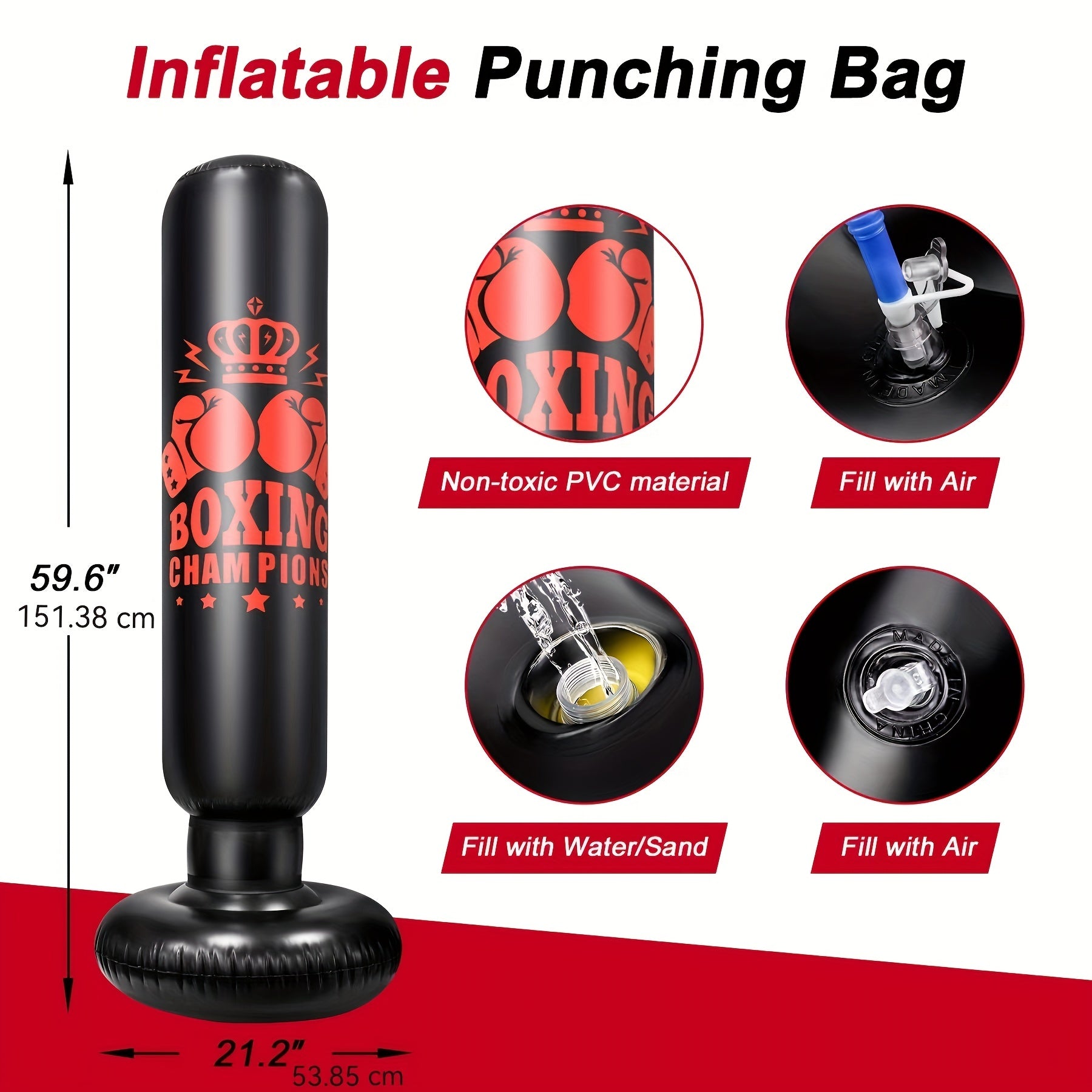Kids Inflatable Punching Bag Set with Boxing Gloves and Skipping Rope for Karate and Kickboxing