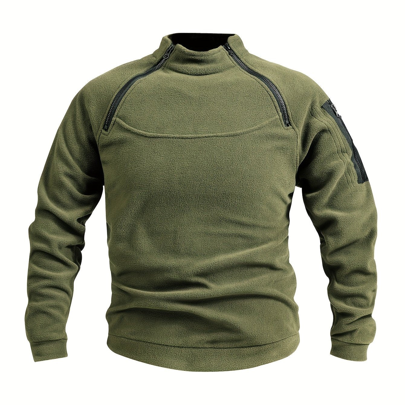 Men's Polyester Fleece Hoodie Zipper Stand Collar Solid Color Spring Fall Casual