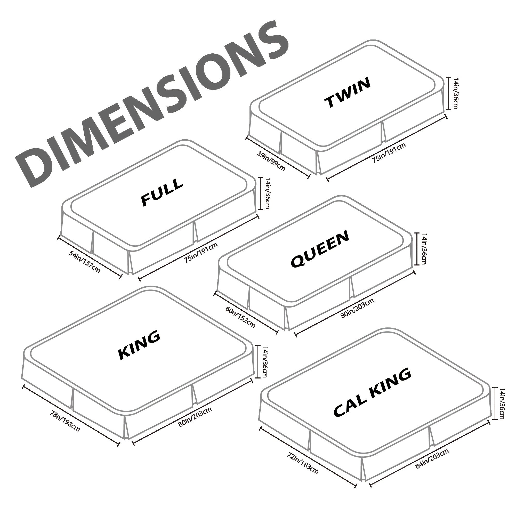 All-Season Pleated Bed Skirt 14 Inch Drop Hypoallergenic Breathable Machine Washable