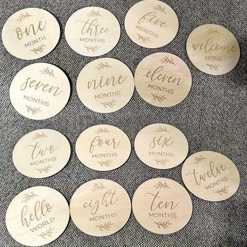 Набор из 7 деревянных двусторонних карточек для месячных вех - Идеальные фотопропсы для первого года жизни ребенка, беременности и объявлений о вехах - Изготовлены из высококачественной древесноволокнистой плиты, прочные и удобные в использовании.
