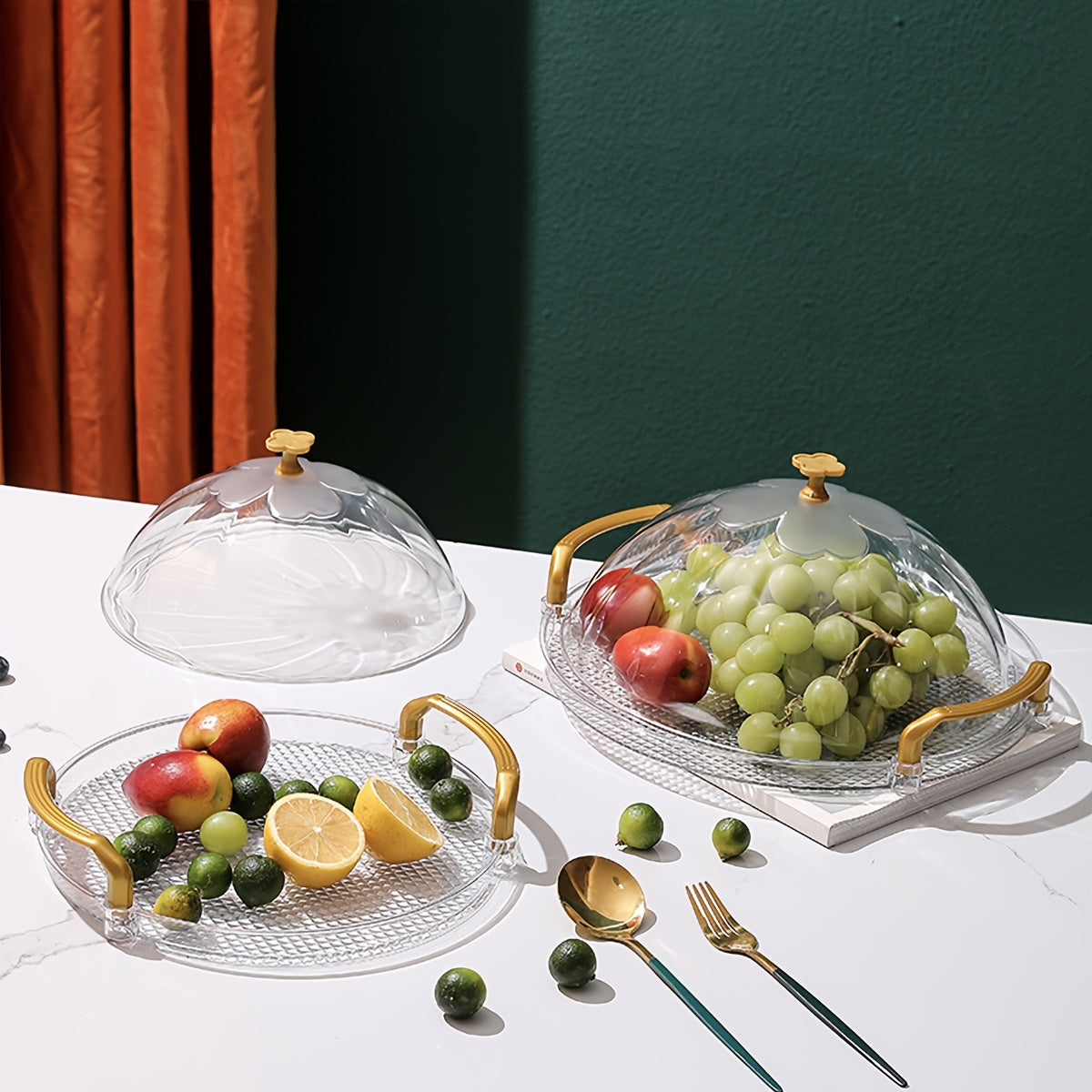 Coffee Table with Fruit Basket Cover Tray for Living Room Snacks and Candy