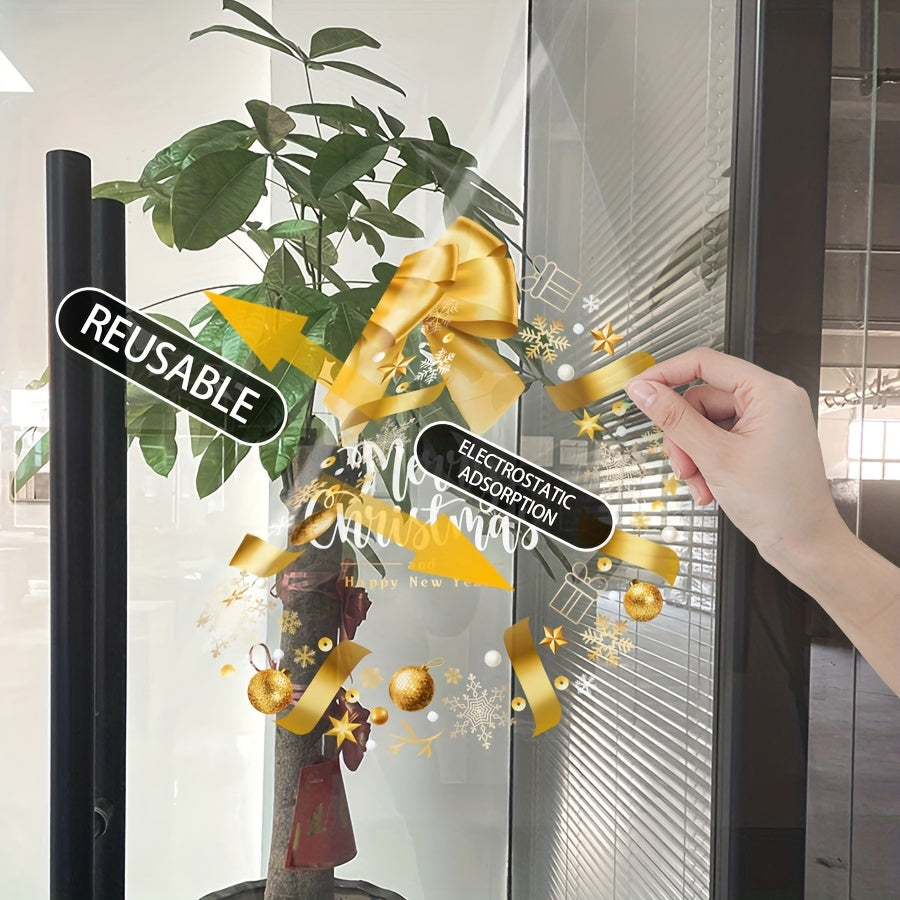 Glass Window Cling Christmas Wreath Static Adhesive Holiday Party Decor