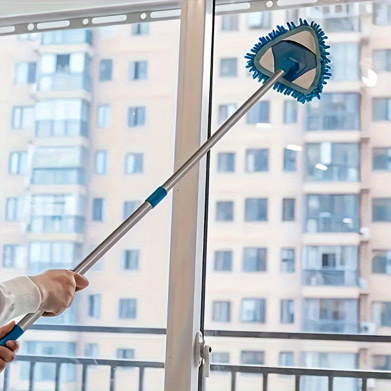 Triangle Dust Removal Lazy Mop for Walls Ceilings Tiles and Floors Telescopic with Mini Flannelette Cloth