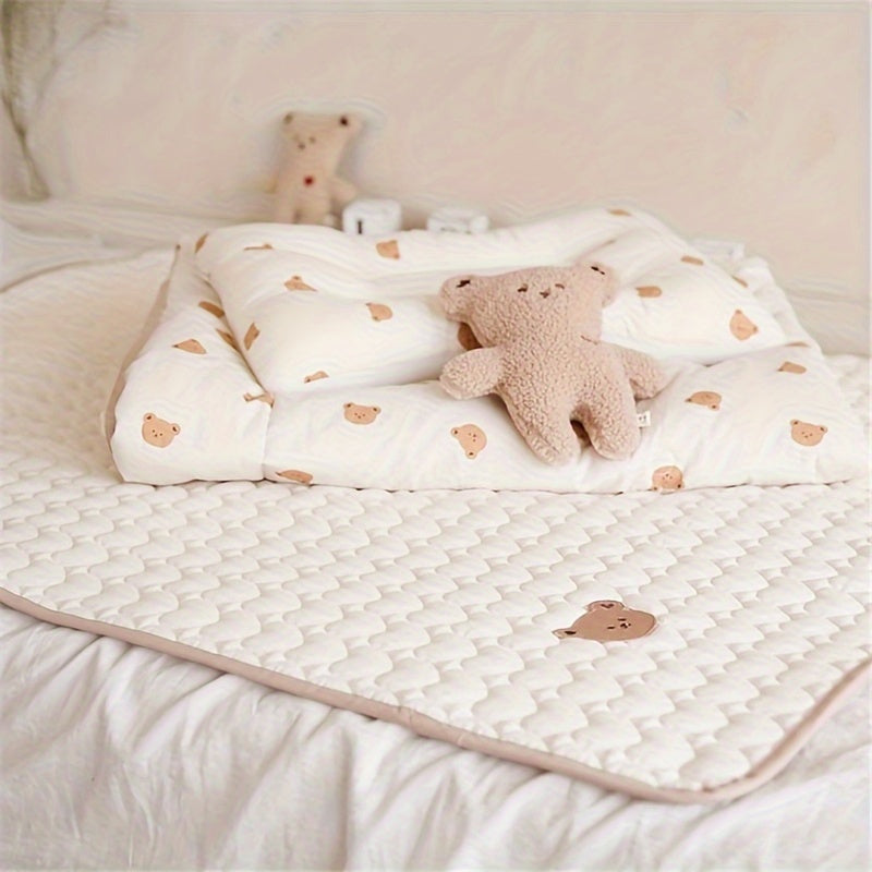 Waterproof Washable Kids Mattress 60x120cm Polyester Fiber Diaper Pad Beige