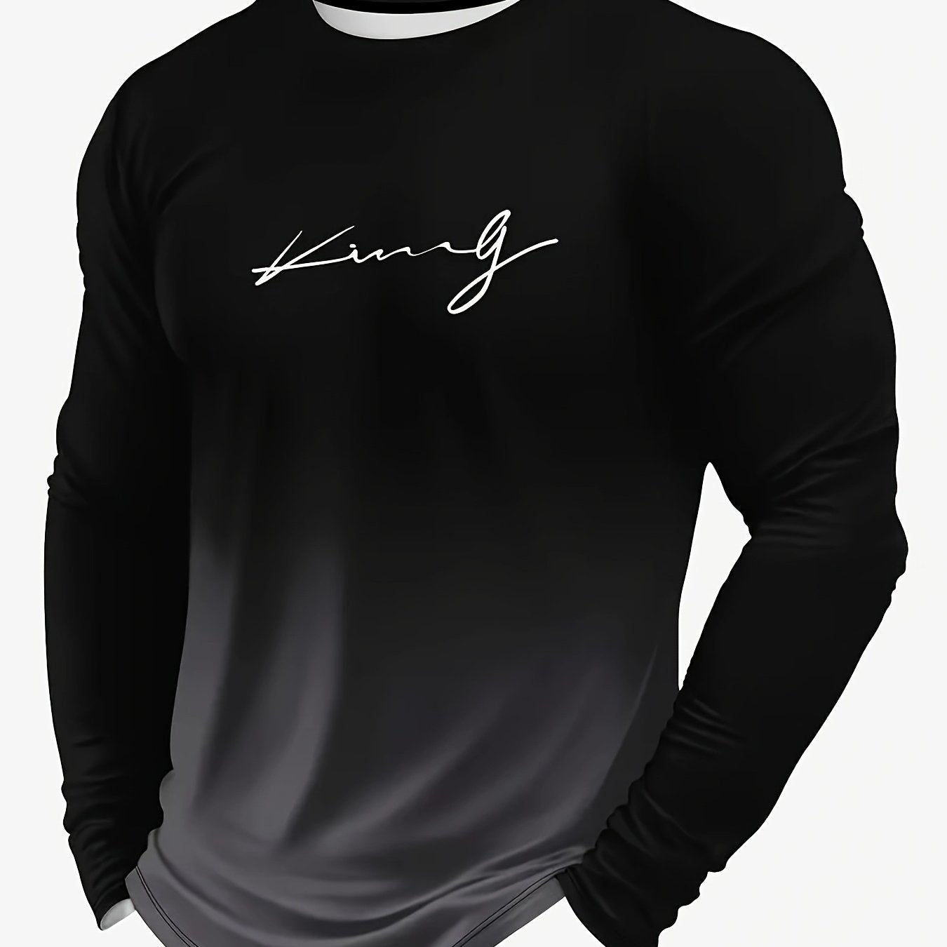 Men's Long Sleeve Ombre Crew Neck T-Shirt Polyester Casual Spring Fall