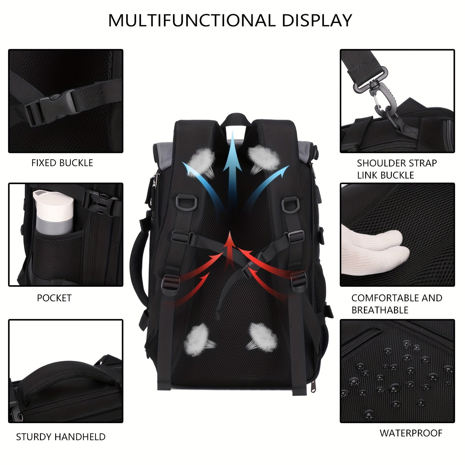 Large Polyester Backpack with Shoe Compartment USB Port and 17-Inch Laptop Storage
