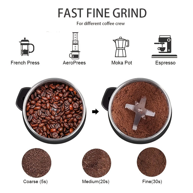 Electric Grain and Nut Grinder 300W Stainless Steel 400G Capacity