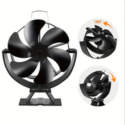 Heat Powered Wood Stove Fan 6-Blade Aluminum Fireplace Air Circulator