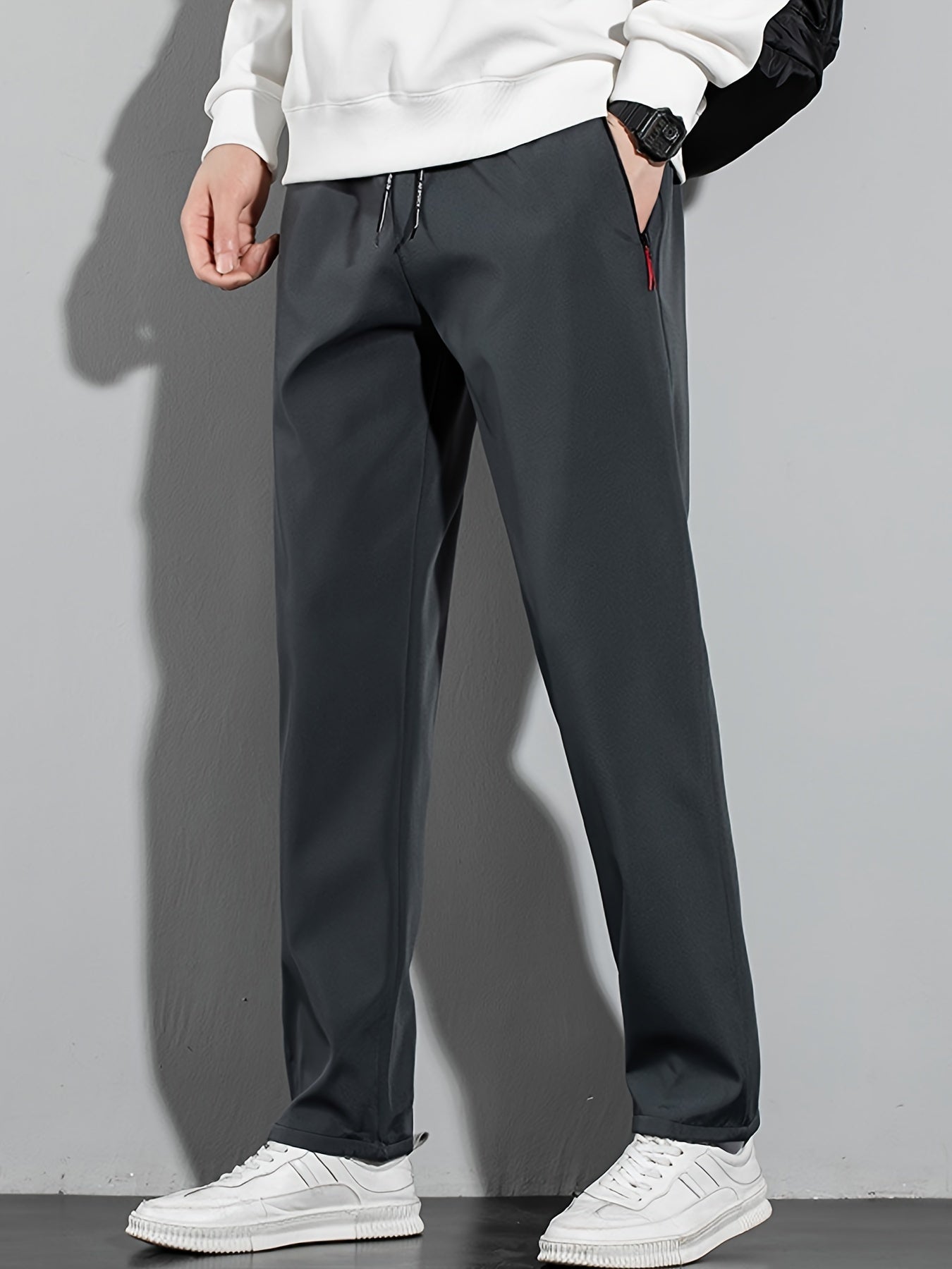 Men's Summer Casual Pants Lightweight Breathable Quick-Dry Solid Color Jogging Trousers