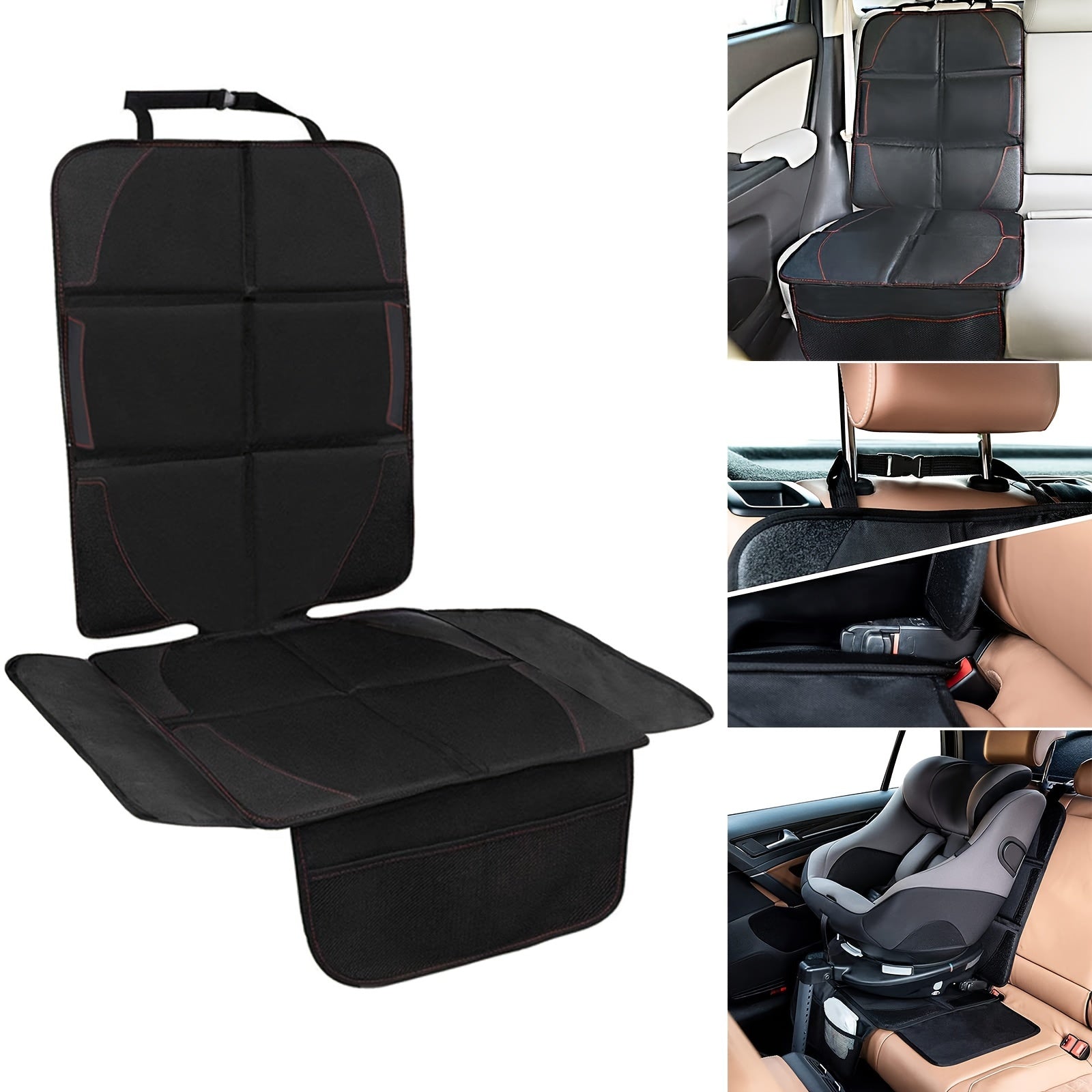 Large Size Car Seat Protector 600D Fabric Thick Padding Storage Pockets