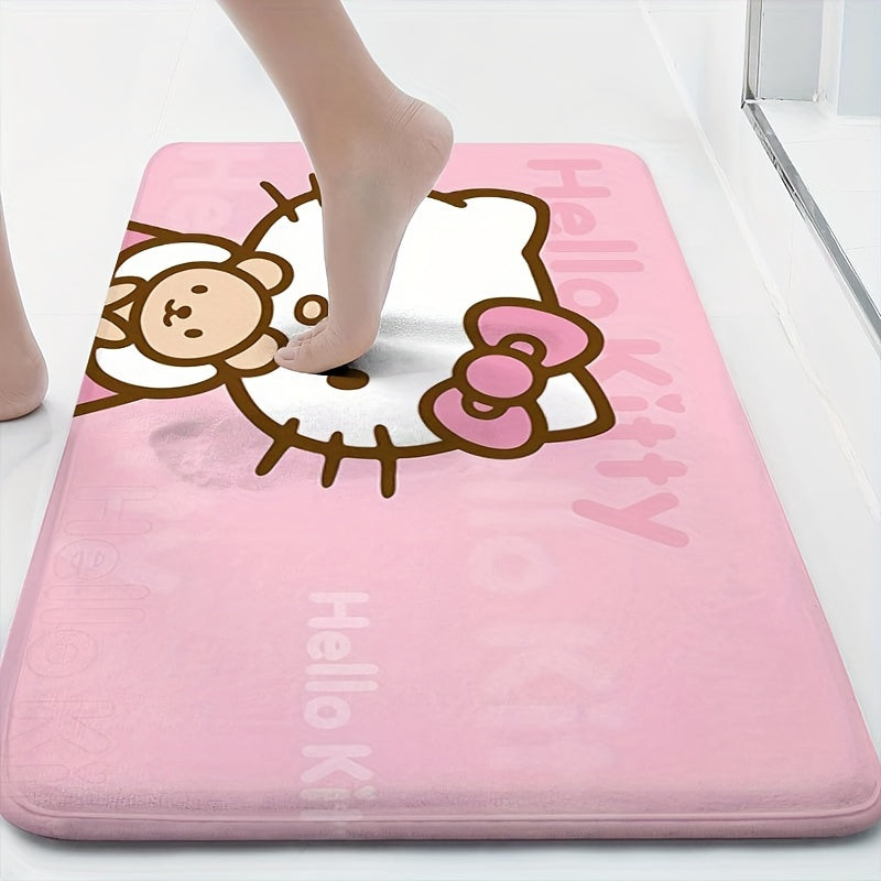 Cute Cartoon Door Mat Non-Slip Machine Washable Polyester Rug for Living Room Bedroom Bathroom