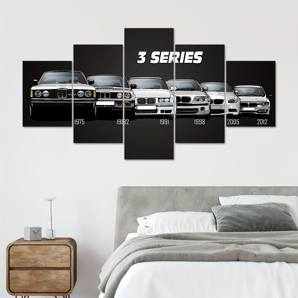 5-Piece Canvas Wall Art Set Featuring HD Racing Car Artwork for Home Decor