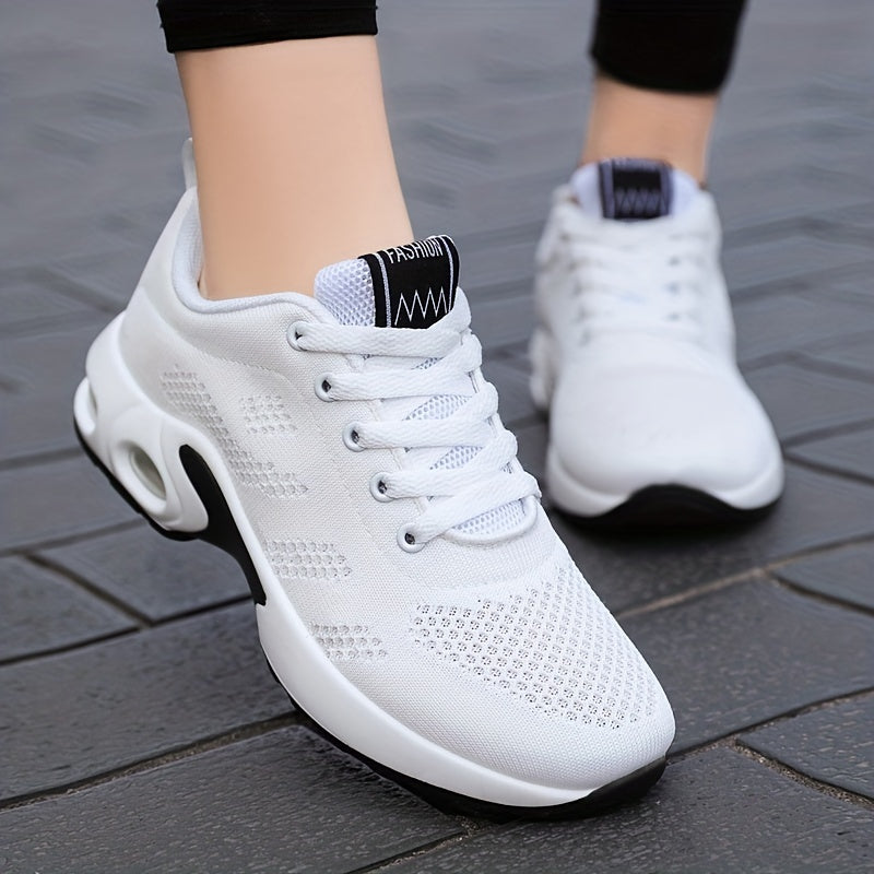 Women's Mesh Lace-Up Sneakers Lightweight Air Cushion Running Sports Shoes