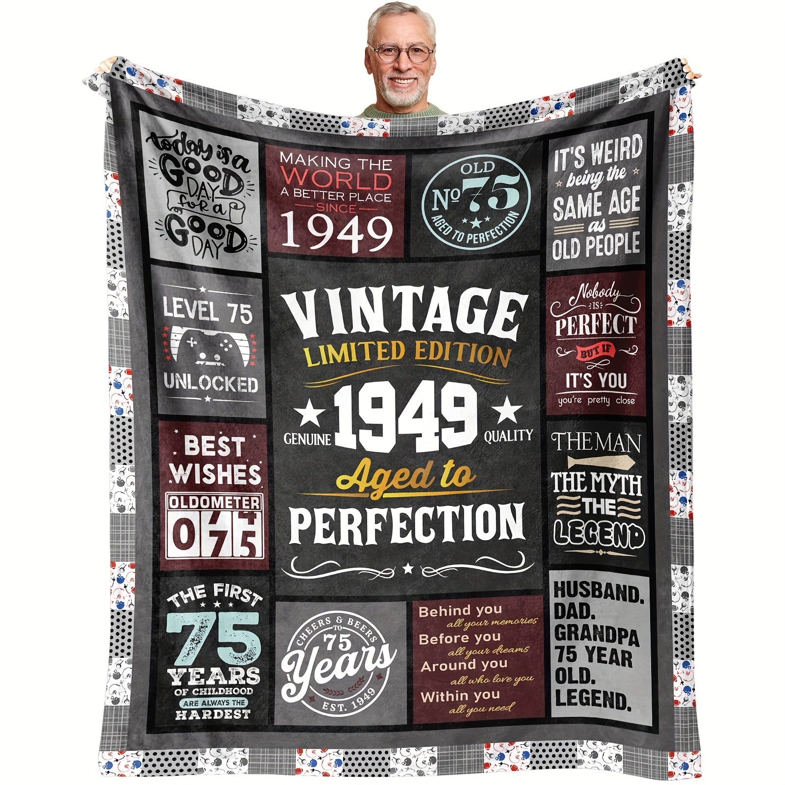 Limited Edition 75th Birthday Throw Blanket 1949 Polyester Machine Washable