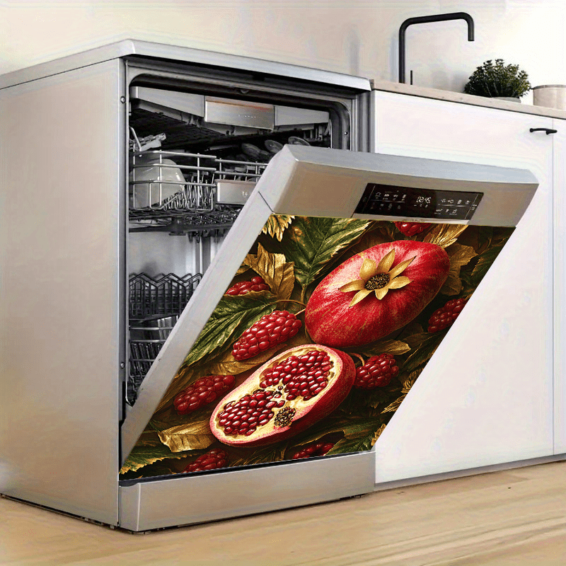 Anor mevali magnet stiker, suv o'tkazmaydigan PVC, oshxona texnikasi, muzlatgich, kir yuvish mashinasi, pech, 58x65 sm