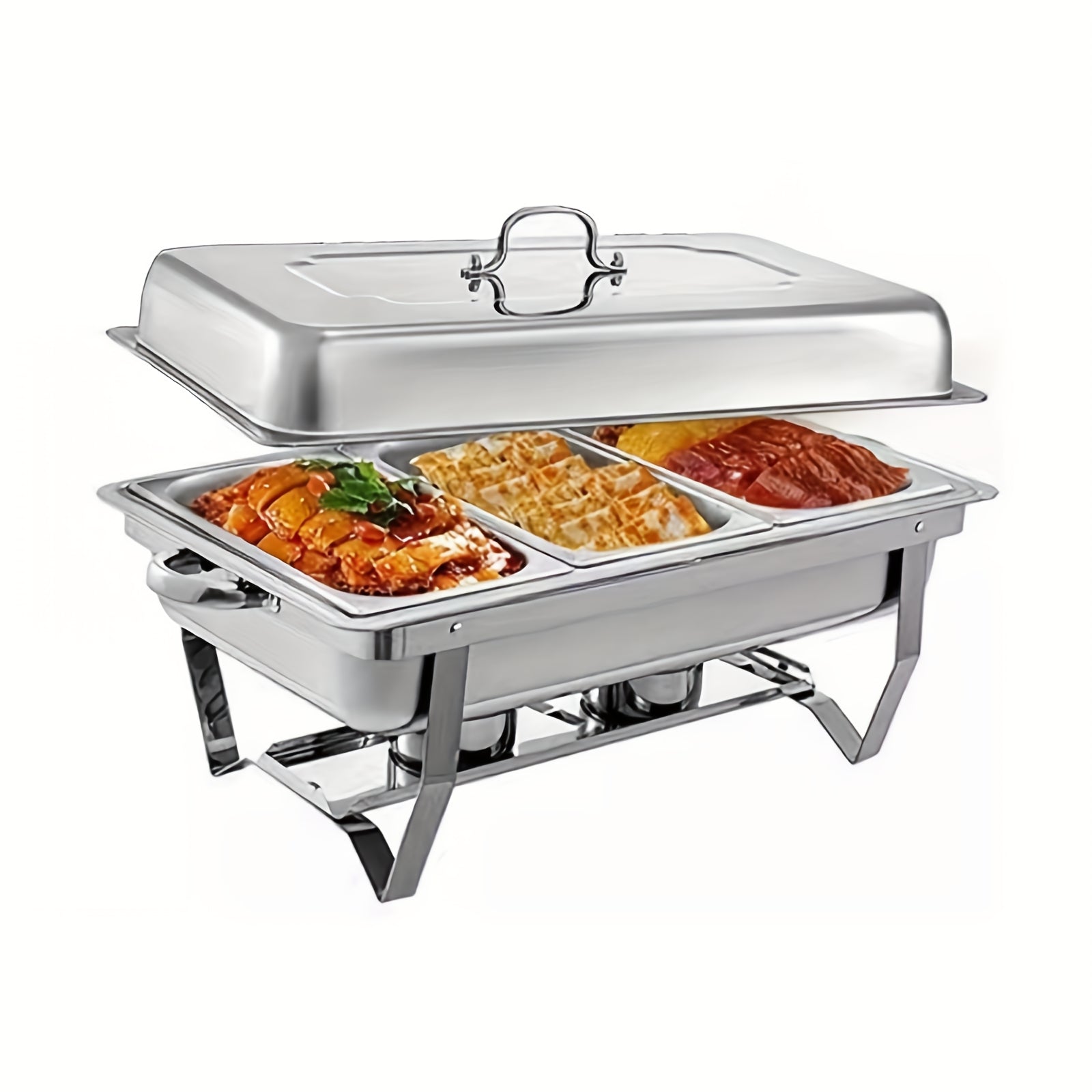 8QT Stainless Steel Chafing Dishes Set with Full and Half Pans for Catering and Events