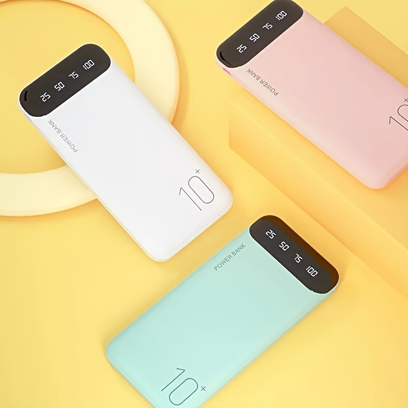 10000mAh Portable Power Bank with USB Type-C Micro Interfaces for Travel and Outdoor Use