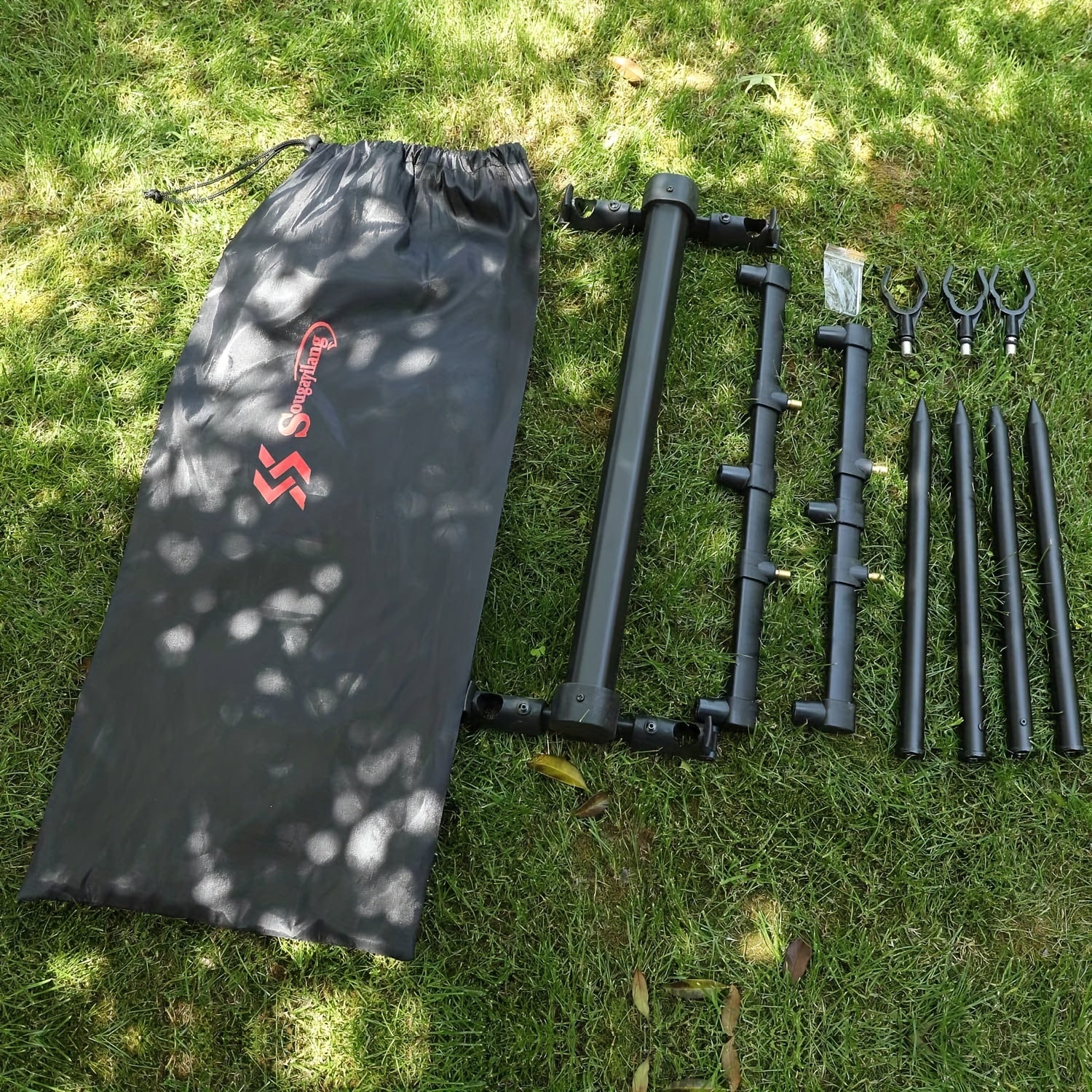 Aluminium Alloy and ABS Material Carp Fishing Pole Rack Black Durable Bracket Shelf