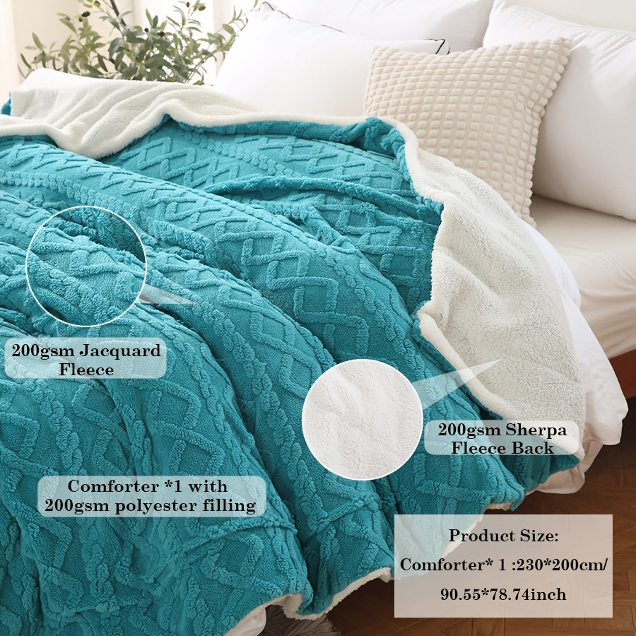 Double-Layer Ultra-Soft Blanket with Wave Pattern for All-Season Comfort