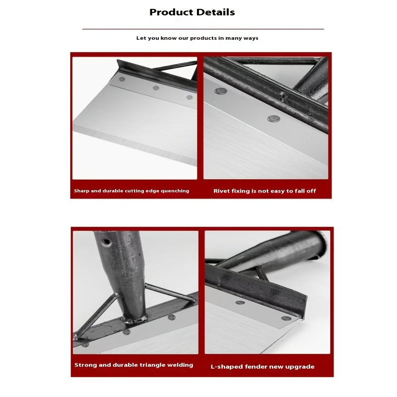 Pala de jardín de acero inoxidable para deshierbe, remoción de nieve y limpieza exterior