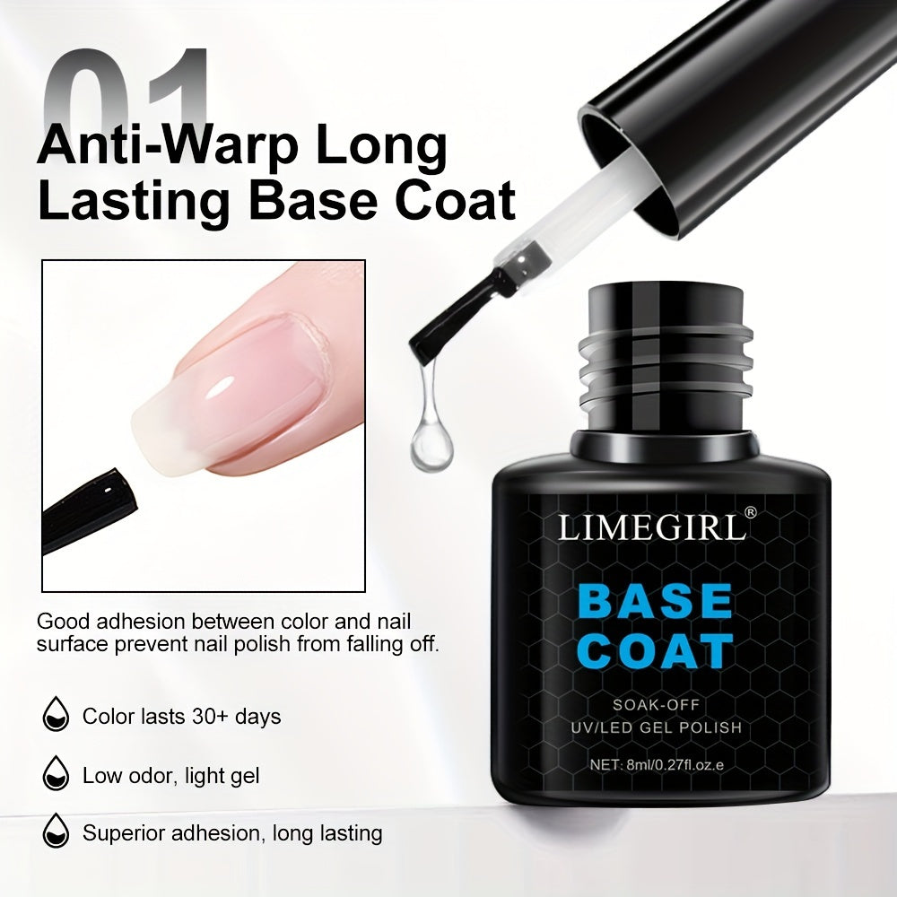 Nail Primer Base Top Coat 3-in-1 Liquid 8ML Quick Dry Long Lasting for DIY Nail Art