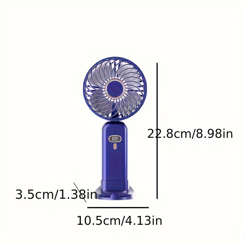 Portable Handheld Fan with 5-Speed Turbo Tilt, USB Rechargeable, Compact for Travel and Office