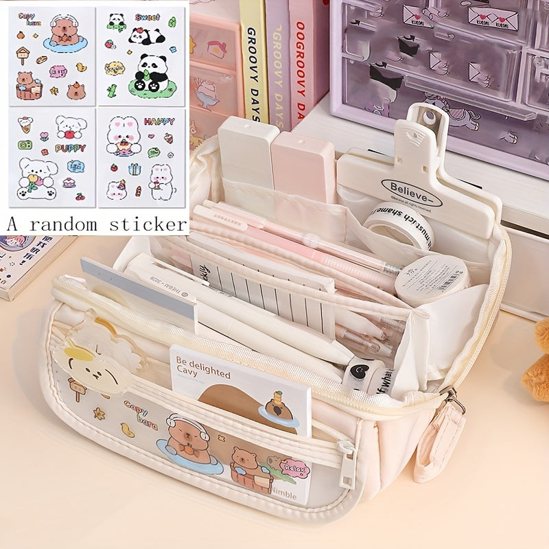 Canvas Stationery Bag with Large Capacity for Office School and Travel