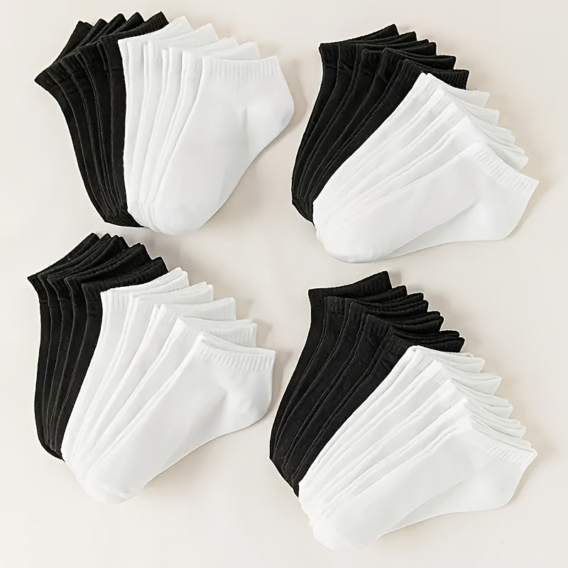 Women's Knitted Fabric Boat Socks 20 Pairs Fall Winter Solid Color Comfortable