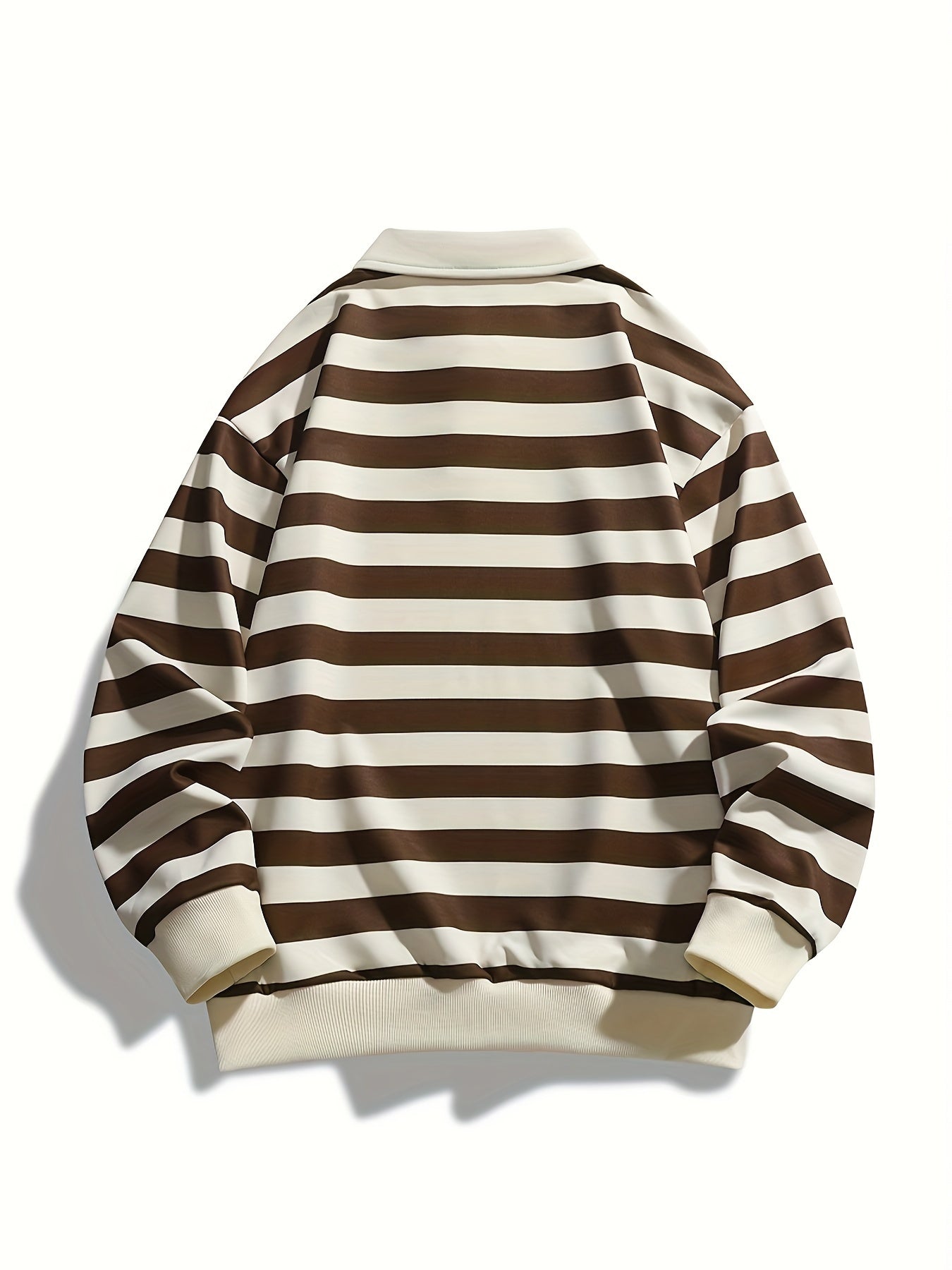 Men's Striped Long Sleeve Polo Shirt Casual Polyester Regular Fit